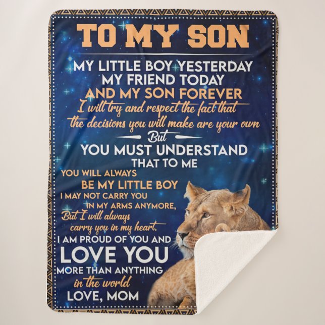 Little Boy Yesterday Friend Today-Lion Mum To Son  Sherpa Blanket (Front)