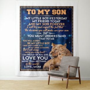 Little Boy Yesterday Friend Today-Lion Mum To Son  Tapestry