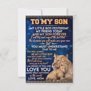Little Boy Yesterday Friend Today-Lion Mum To Son  Thank You Card