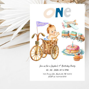 Little Boy's 1st Birthday Party Invitation
