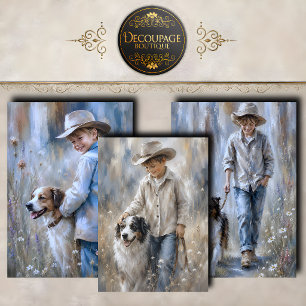 Little Boys and Loyal Dogs Collection Wrapping Paper Sheet