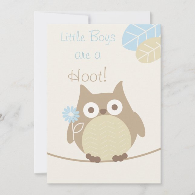 Little Boys Are a Hoot Owl Baby Shower Invitation (Front)