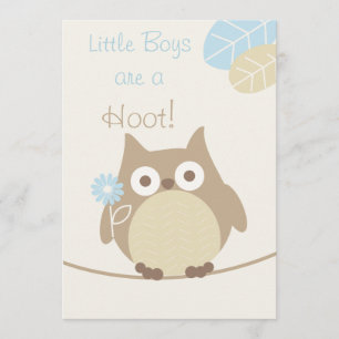 Little Boys Are a Hoot Owl Baby Shower Invitation