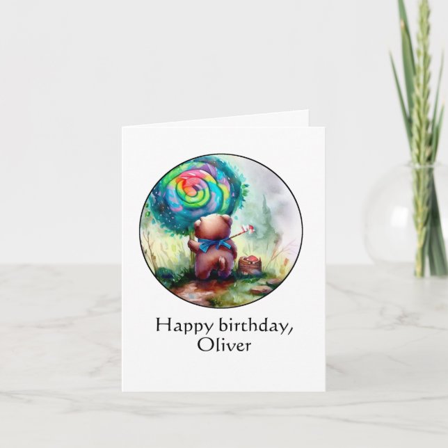 Little Boy's Bear Birthday Card (Front)