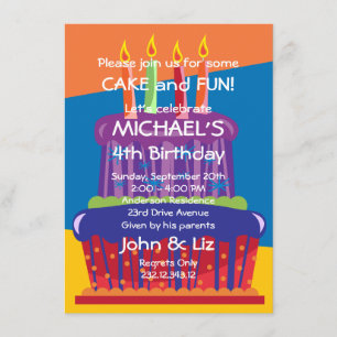 Little Boys' Big Birthday Cake Invitation