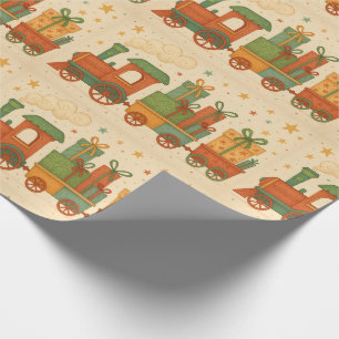 Little Boy's Christmas Trains Wrapping Paper
