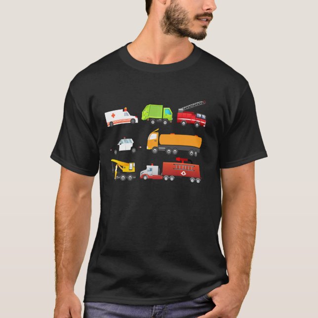 Little Boys Emergency Vehicles Hospital Trucks Fun T-Shirt (Front)
