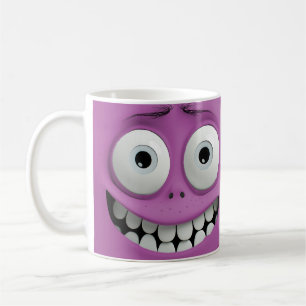 Little Boy's Funny Face Purple Background Coffee Mug