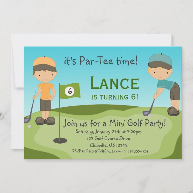 Little Boys Golf Birthday Party Invitation (Front)