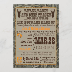 Little Boys Hunting Camo Baby Shower Invitations