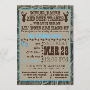 Little Boys Hunting Camo Baby Shower Invitations B