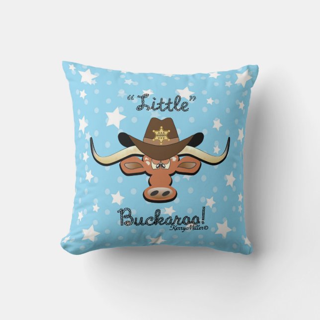 Little Boy's Longhorn Steer Throw Pillow (Front)