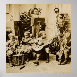Little Boys Orchestra - Vintage Stereoview Poster
