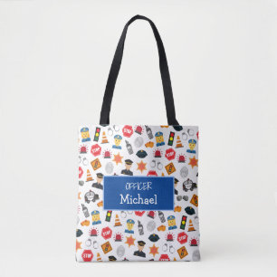 Little Boys Police Officer Pattern Kids Tote Bag