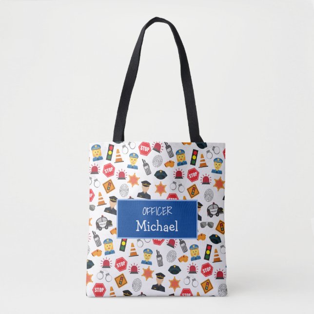 Little Boys Police Officer Pattern Kids Tote Bag (Front)