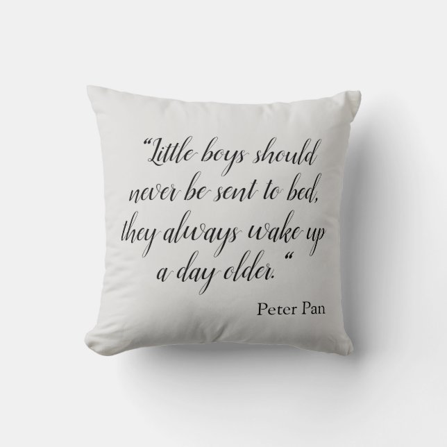 Little boys should never go to bed quote, cushion (Front)