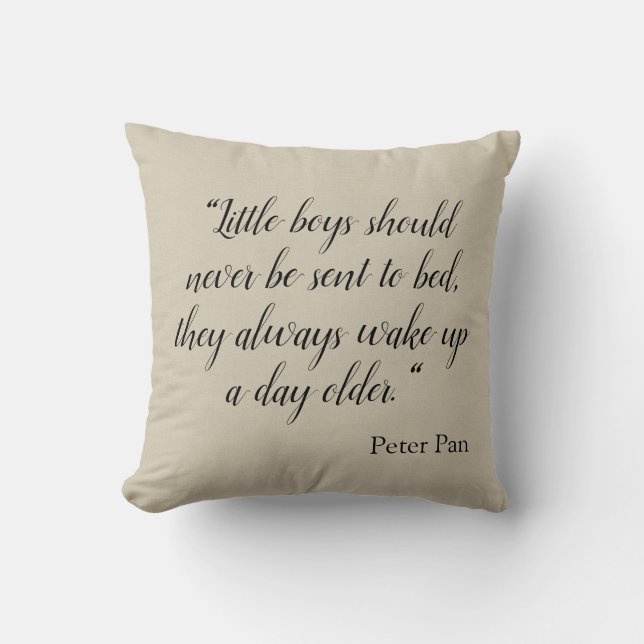 Little boys should never go to bed quote cushion (Front)