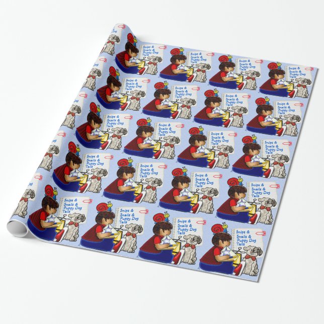Little Boys, Snails and Puppy Dogs (Personalised) Wrapping Paper (Unrolled)