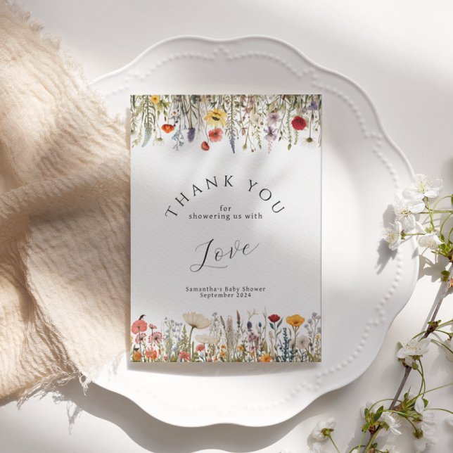 Little Bright Wildflower Flower Baby Shower Thank You Card (Creator Uploaded)