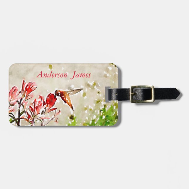 Little Bronze, hummingbird Luggage Tag (Front Horizontal)