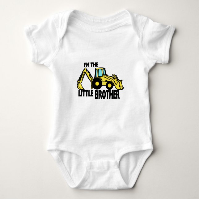 Little Brother Backhoe Baby Bodysuit (Front)