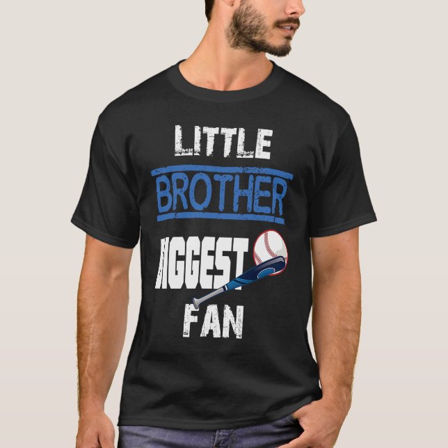 Little Brother Biggest Fan Baseball Season For Boy T-Shirt (Front)