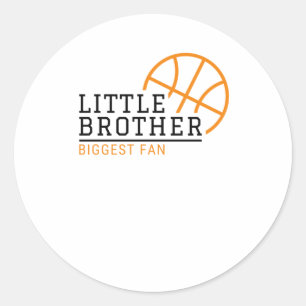 Little Brother Biggest Fan Basketball Classic Round Sticker
