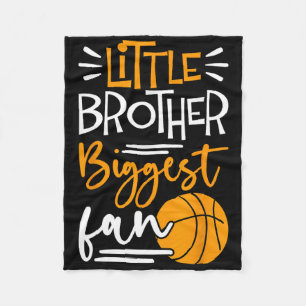 Little Brother Biggest Fan Bysketbyll  Fleece Blanket