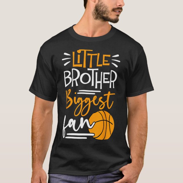 Little Brother Biggest Fan Bysketbyll  T-Shirt (Front)