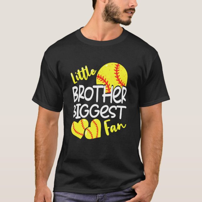 Little Brother Biggest Fan Softball Softball Boys T-Shirt (Front)