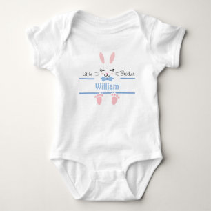 Little Brother Bunny Personalised Blue Baby Bodysuit