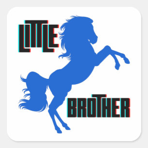 Little Brother Horse Rearing Square Sticker