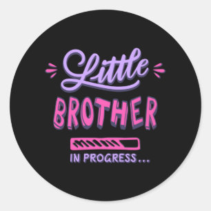 Little brother in progress classic round sticker