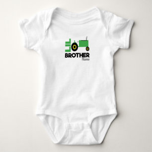 Little brother matching tractor sibling baby bodysuit