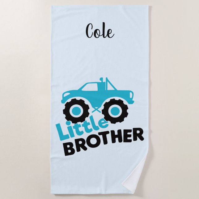 Little Brother Monster Truck Beach Towel (Front)