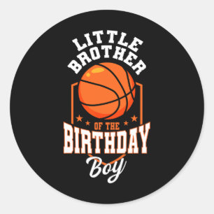 Little Brother Of The Birthday Boy Sketll Theme Bd Classic Round Sticker