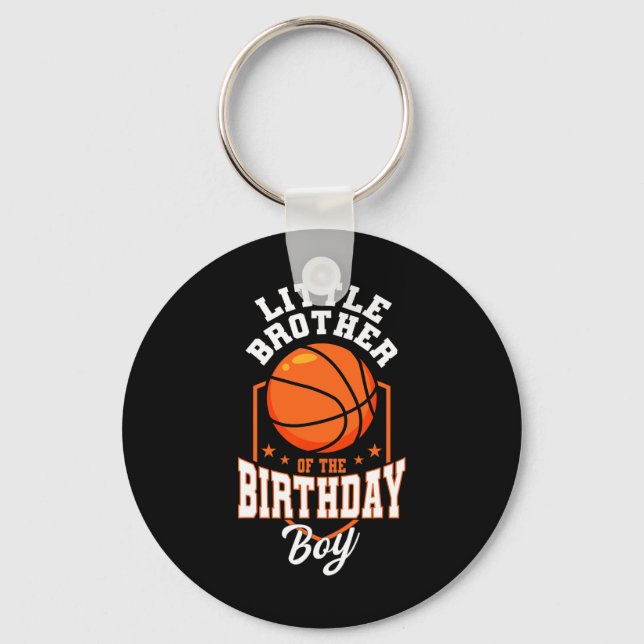 Little Brother Of The Birthday Boy Sketll Theme Bd Key Ring (Front)