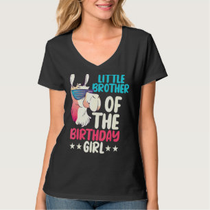 Little Brother Of The Birthday Girl Llama Bday Alp T-Shirt
