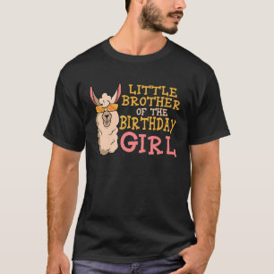 Little Brother Of The Birthday Girl LLama Bday Par T-Shirt