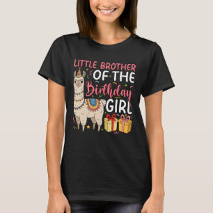 Little Brother of the Birthday Girl Llama Birthday T-Shirt