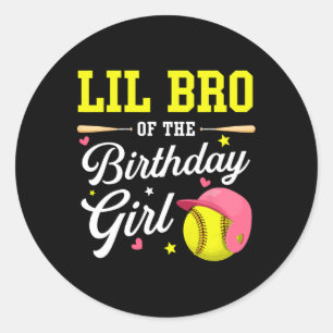 Little Brother Of The Birthday Girl Softll Player Classic Round Sticker