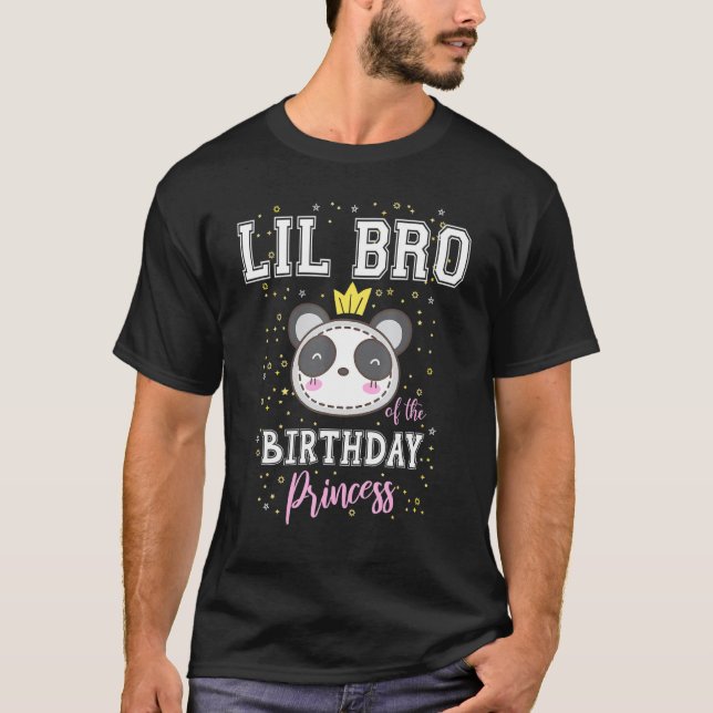 Little Brother Of The Birthday Princess Cute Panda T-Shirt (Front)