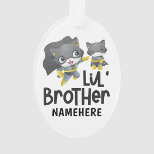 Little Brother Superhero Cat Custom Name Ornament