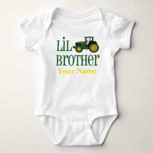 Little Brother Tractor Personalised Baby Bodysuit