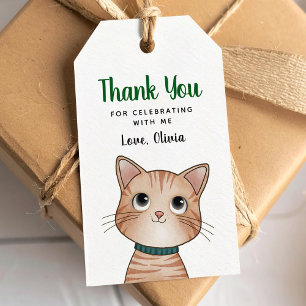 Little brown cat thank you for coming Gift Tag