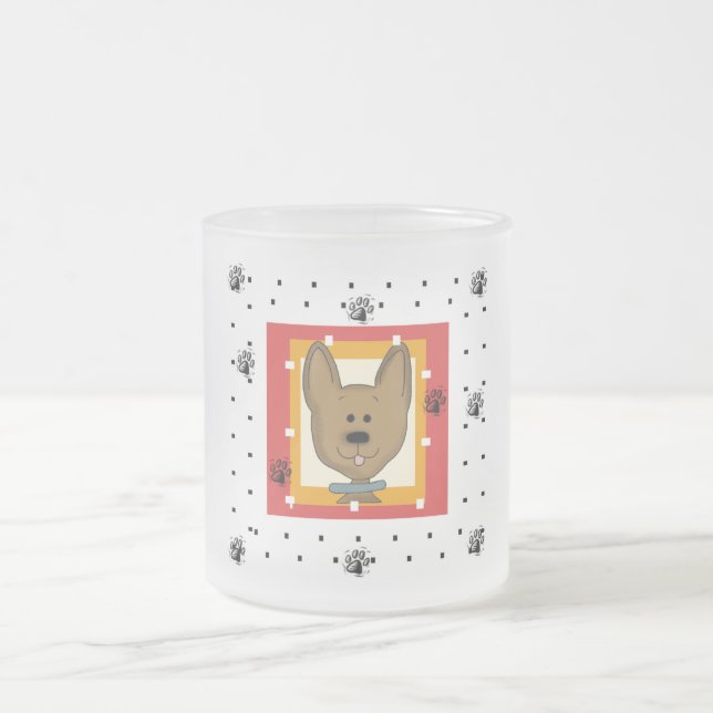Little Brown Doggie Tshirts and Gifts Frosted Glass Coffee Mug (Center)