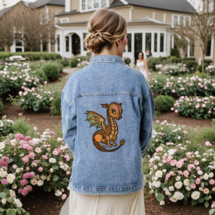 Little Brown Dragon Baby by Molly Harrison Denim Jacket