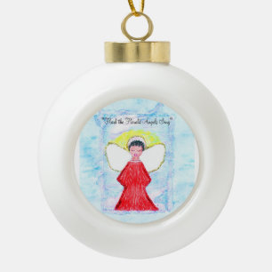 "Little Brown Glitter Angel" angel ornament