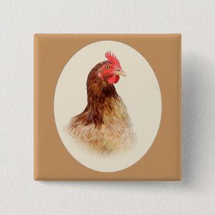 Little Brown Hen Button