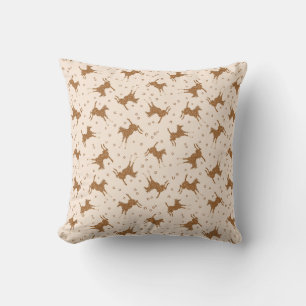 Little Brown Horses - on salmon pink. Cushion